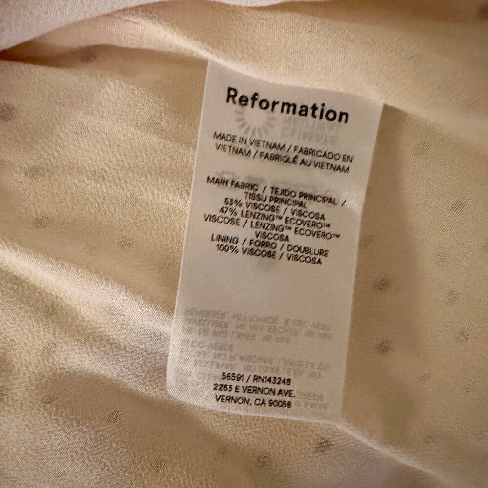 NWOT Reformation Novia Flutter Sleeve Dress, White & Black Polka Dot, Size 2 - Picture 8 of 13